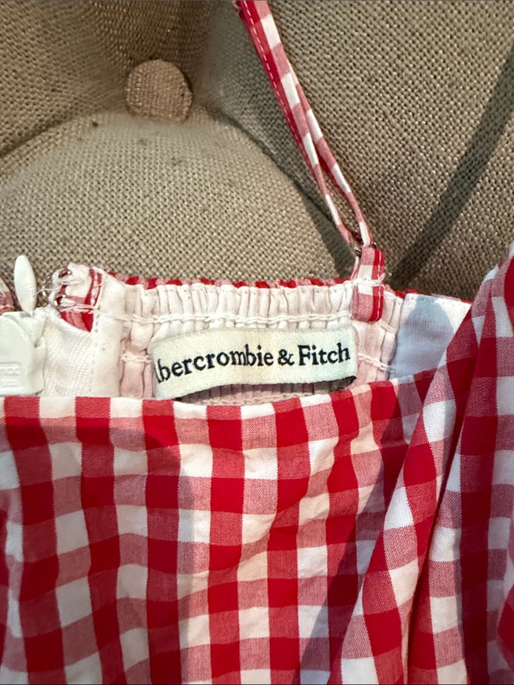 Abercrombie & Fitch Red and White Gingham Strapless Sundress - Picture 2 of 4